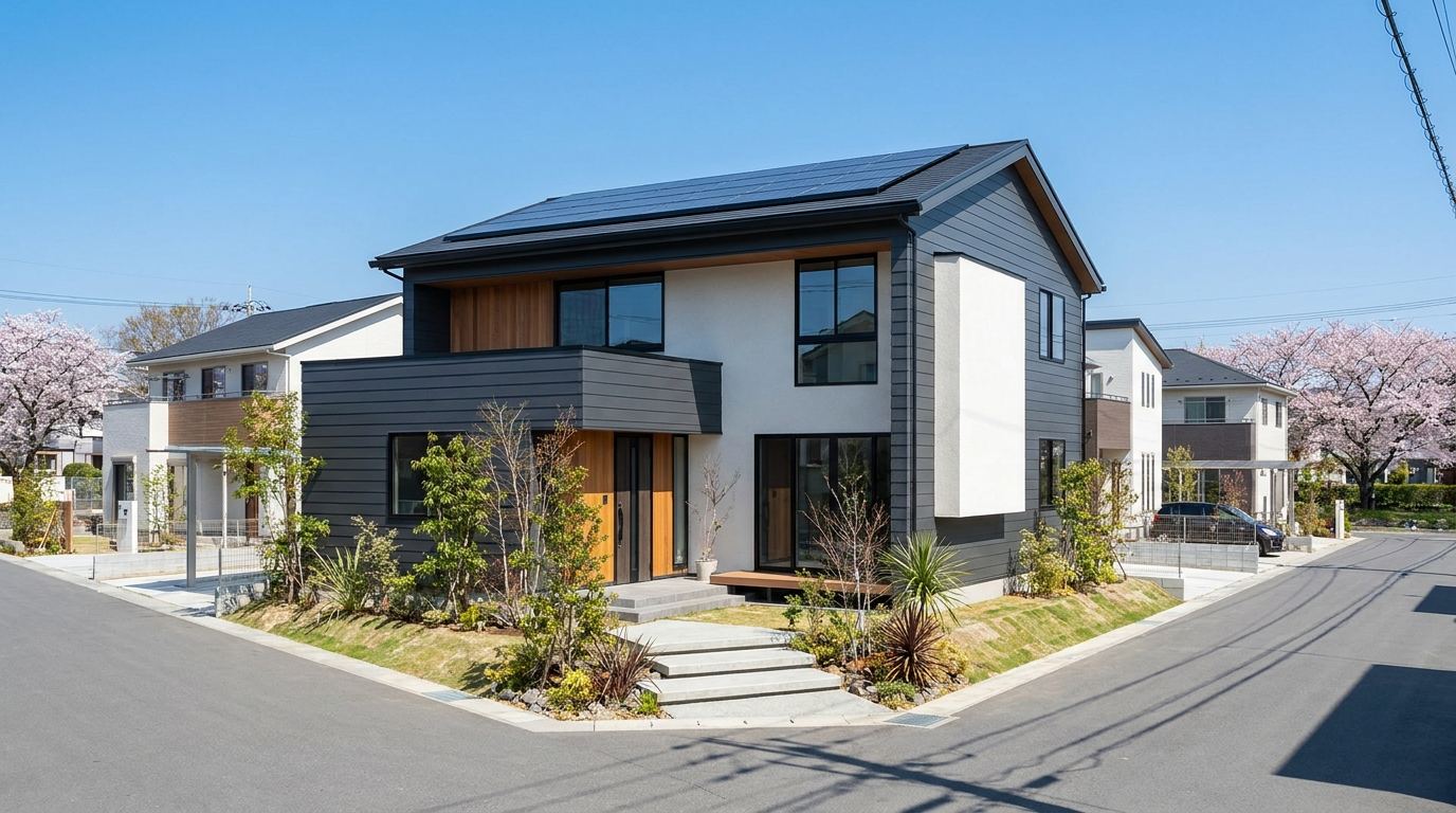 太陽光パネルが設置された住宅